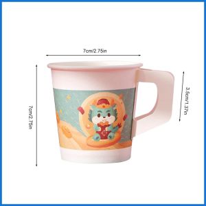 Set 50 Cốc Giấy Có Tay Cầm In Hình Rồng Năm Mới 2024 Phong Cách Trung Hoa