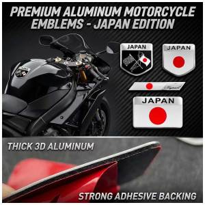 JDM Style Japan Flag Aluminum Emblem 3D Metal Car Motorcycle Badge Waterproof Weatherproof Sticker