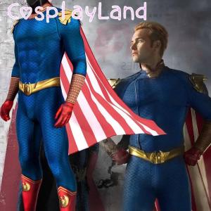 The Boys Homelander Cospaly Superhero Costume Adult Man Halloween Costumes Antony Starr Jumpsuit Cloak Blue Bodysuit2026