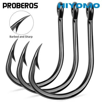 PROBEROS 10pcs Single Hook 1#-12/0# Carbon Steel Hoodlum Fishing Hook Barbed Heavy Duty Casting Jig Assist Hooks Big Game Grouper Fishhook Sea Fishing Tackle H19301