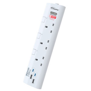 PowerPac Power Extension Socket Extension Cord Power Cord 3/4 way 3 meter with 2xUSB-A&2xUSB-C Charger(PP9223U-PP9225U)
