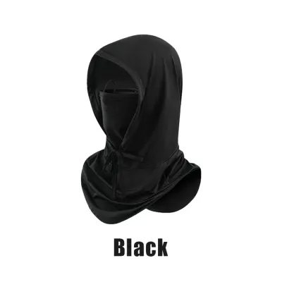 Topi Masker Tabir Surya Musim Panas Tipis Terpadu Pelindung Leher Seluruh Wajah Anti-Ultraviolet Bersepeda Penutup Kepala Syal Sutra Es Pria Wanita