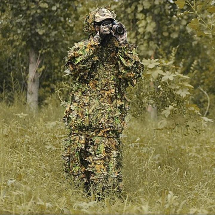 Home TopONE Leaf Ghillie Suit Woodland Camouflage Clothing 3D Jungle  Hunting Free Size HOMP