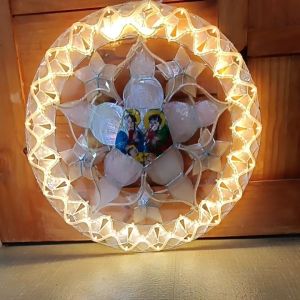 TORI CAPIZ - DAYANG DAYANG 20 INCH PAROL IN NATURAL CAPIZ WARM LED LIGHTS