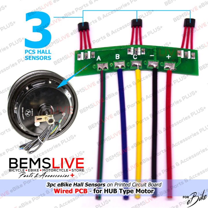 3pc Hall Sensors on Printed Circuit Board Wired PCB for eBike eTrike