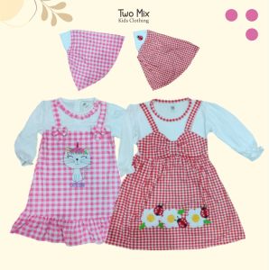 Two Mix Baju Muslim anak - Gamis Bayi Perempuan - Pakaian Muslim Bayi 1 -2 Tahun dj308