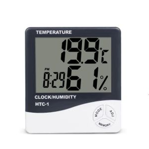 LCD Electronic Digital Temperature Humidity Meter Indoor Outdoor Thermometer Hygrometer Weather Station Clock HTC-1 HTC-2