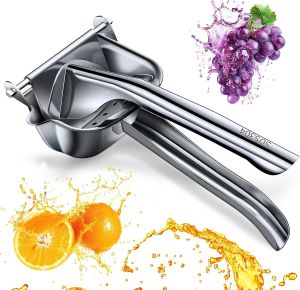Stainless steel metal handheld manual juicer hand cold press squeezer extractor juice for Juicy soft fruits such as limes lemons tangerines citrus oranges Grape and grapefruits.