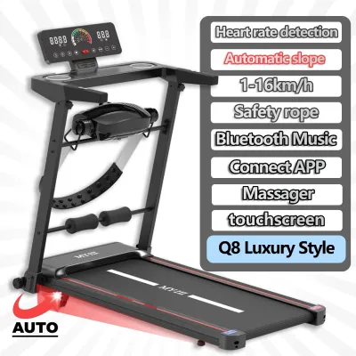 Q8 Electric Treadmill Music Heart Rate MonitoringWith APP Massager and Bluetooth Foldable Not occupying space