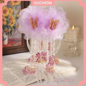 GUCHEN4🎀 Thanh lịch lưới hoa bướm tua nắm clip cho phụ nữ sau khi não kẹp tóc mũ nón phụ kiện Quà Tặng