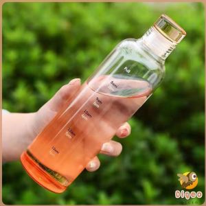 Digeo 500ml Plastic Bottle Portable Colorful/Transparent Creative Time Mark Water Cup