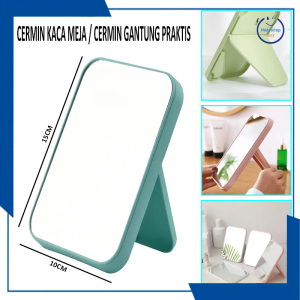 HKS- CERMIN LIPAT PERSEGI PORTABLE / STANDING BEAUTY MIRROR KACA DUDUK UNTUK RIAS MAKEUP WAJAH / FOLDABLE