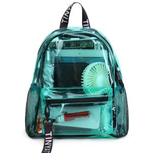TINYAT Clear Backpack Transparent PVC Backpack Waterproof Travel Beach Bag for Women Men