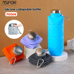 ASPOR Foldable Water Bottle Reusable Silicone Collapsible Leak Proof 700ml Water Bottle Portable Light Water Bottle Suitable for Outdoor and Indoor Sports in Travel Gym Camping and Hiking