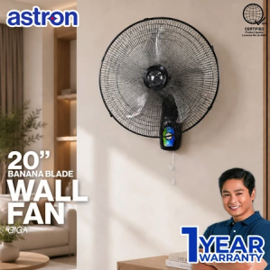 Astron GIGA 20" Electric Wall Fan - Black | Transparent Blade | 5 Leaves | Strong Airflow | 100W