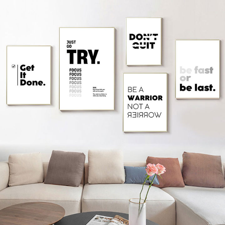 Minimalist Motivational Quotes Canvas Art Poster Prints Modern Black ...