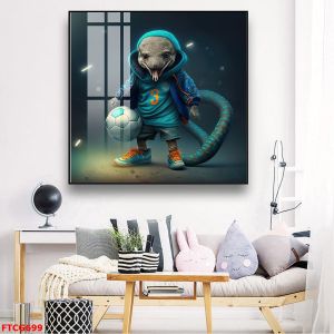 Tranh Laminate Tráng Gương Mừng - Tranh Treo Tường 12 Con Giáp Và Bóng Đá