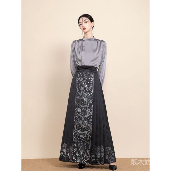 马面裙 中式国风 汉服 2023年秋季高级贵气复古中国风精致汉服汉元素传统明制马面裙Ma Mian Skirt Chinese ...