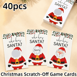 SPARAK 40pcs Ai là người có ông già Noel? Bộ bài trò chơi chủ đề Giáng sinh. Ông già Noel Ai là chủ nhân của ông già Noel? Bộ thẻ trò chơi Giáng sinh Quà tặng Thẻ trò chơi cào số Sự kiện Giáng sinh