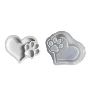 Flexible Silicone Cats Paws Tray Mold Sturdy Silicone Container Mold For Crafting Delicate Heart Cats Paws Shape Trays