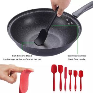 6PCS Kitchen Tools Silicone Cooking Utensils Set Non-stick Spatula Shovel Cooking Tools Set