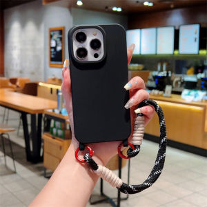 Ốp Ốp điện thoại có dây móc TPU mềm một màu Zeallion cho [Apple iPhone 15 14 13 12 11 Pro Max X XS XR] có dây đeo cổ tay ngắn