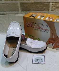 PANTOPEL FORMAL WANITA MILTON MM 319 SEPATU KERJA HAK RATA HITAM PUTIH CREEM COKLAT