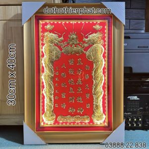 BÀI VỊ DÁT VÀNG 24K CÓ ĐÈN 30X40CM :MÀU ĐỎ