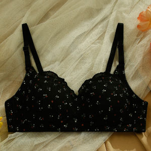 OK Bra Sweet Cute Floral Girl Junior High School Student Small Chest Push Up Traceless Underwear Wrapping Chest Thin Non-wired Womens Bra