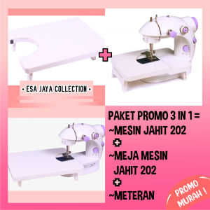 ESA Mesin Jahit Mini Portable (Plus Meja Jumbo) + BUBBLE WRAP ada lampunya LED Free Meteran Baju