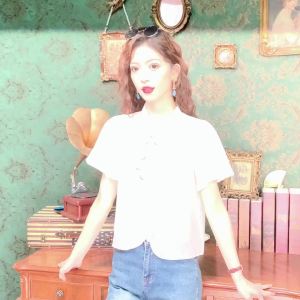 เสื้อของตกแต่งสามมิติกี่เพ้าปักลายดอกไม้แขนสั้นเสื้อชีฟองหญิงวินเทจ บริษัท AMMIN