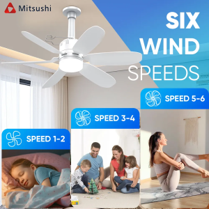 Dreepor 2 in 1 Ceiling Light with Fan 20" Inches Remote Control Silent Fan Light E27 Interface Chandelier High Power Bulb Ceiling Light