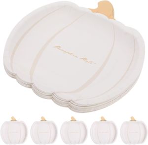 DOITOOL 20 Pcs Pumpkin Shaped Plates 7 Inch Halloween Paper Plates for Fall Party Dessert Candy Cake Serving Thanksgiving Supplies
