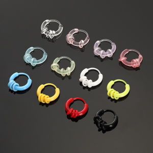 Minwen 10ชิ้นต่างหูห่วงเรซินสีสันสดใสต่างหูขนาดเล็กน่ารักสำหรับผู้หญิงผู้หญิงเรียบง่ายอเนกประสงค์หูหัวเข็มขัดเครื่องประดับของขวัญ