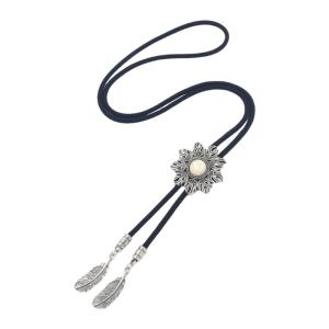 Cao bồi miền tây dây thừng bện Bolo Tie vòng cổ với mặt trời turquoises Mặt dây chuyền đá Cà Vạt chuỗi cho nam giới và phụ nữ