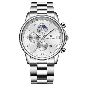 Lige đồng hồ sang trọng cho thể thao cho nam không thấm nước dạ quang đồng hồ bằng thép không gỉ có chức năng bấm giờ nam giới Đồng hồ treo tường Quartz + Hộp