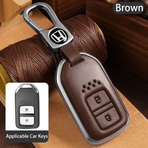 Cover Kunci For Honda BRV HRV CRV Jazz City Civic Accord Zinc Alloy Key Cover Remote Cowhide Key Fob Shell Accessories