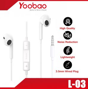 YOOBAO L-03 3.5mm HiFi Stereo Wired In-Ear Earphone with Mic