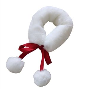 LITTLEX Phong cách Trung Quốc Cổ áo lông giả Ấm áp mềm mại Chống gió Khăn lông giả tiếng Hàn Dày hơn Cổ áo lông thú trắng Mùa đông