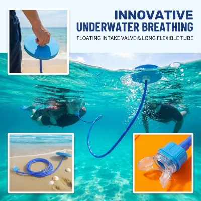 【Hot selling】 2m Extra Long Snorkel Single Breathing Tube with Floating Disk for Snorkeling Diving Swimming Underwater Sports Equipment