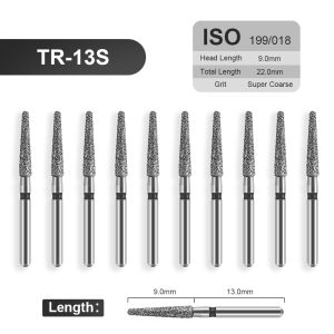JINGT 10pcs/box Dental Diamond Burs Drill 1.6mm Shank for High Speed Handpiece Burs Emery High Hardness Dentistry Nail Polishing