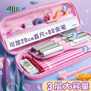 LE Mermaid Adorable 3D Pencil Case Stationery Organizer School Supplies for Girls EVA Pink Pen Pouch Holder Kawaii Eraser Bag Squishy Cat New