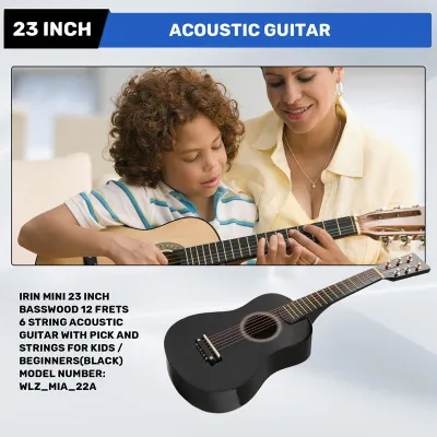 [Fasci] Mini 23 Inch Basswood 12 Frets 6 String Acoustic Guitar with Pick and Strings for Kids / Beginners