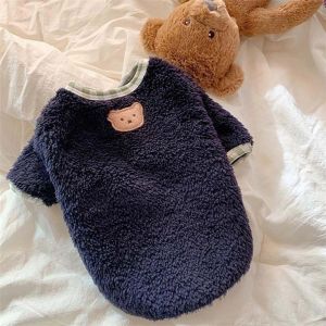 YITAQI Fleece Warm Clothing Cat Bear Embroidery Teddy Dog Pullover Apparel Coat Pet Clothes