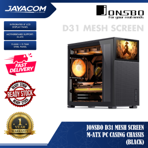Jonsbo D31 Mesh Screen M-ATX PC Casing Chassis – Black (Integrated 8-Inch LCD Display Panel)