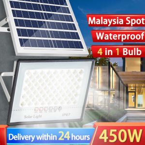 【Malaysia Spot】Outdoor Lighting Solar LED Light High Quality IP67 Waterproof Solar Lamp Super Bright Solar Powered Wall Light with Remote Control Apply to Basketball Court Garden Courtyard