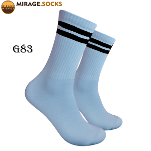 Kaos Kaki Oldschool - Kaos Kaki Skate 2 Stripes Hitam Lt.Coral Blue - 4LAYER BENANG - G83