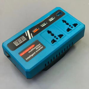 PINSEN 120W/150W Portable Power Inverter with 3USB Port DC 18V/21V To DC 220V for Makita Battery Universal Socket LED Voltage display supports USB/Type-C fast charging Portable Mini Intelligent Inverter Power Converter