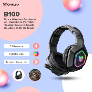 Onikuma B100 Wearable Wired Gaming Headset with Flexible Mic LED Lights Wireless  Earphone Dynamic RGB Lighting Effect 3 Mode Headphones