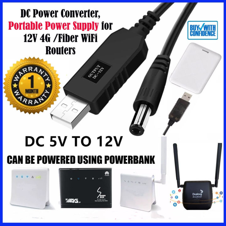 5V to 12V USB Wifi to Powerbank Cable / Wifi Connector to Powebank / Powerbank to Wifi Router